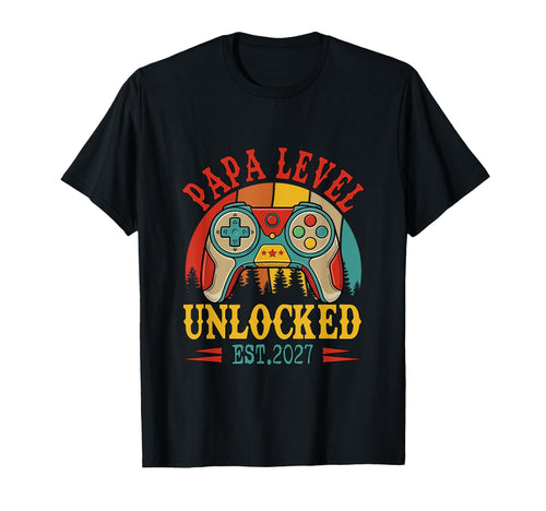 Papa Level Unlocked Est 2027 Gamer T-Shirt - Minimalist Print for Adults - T-Shirt, Sweatshirt, Hoodie