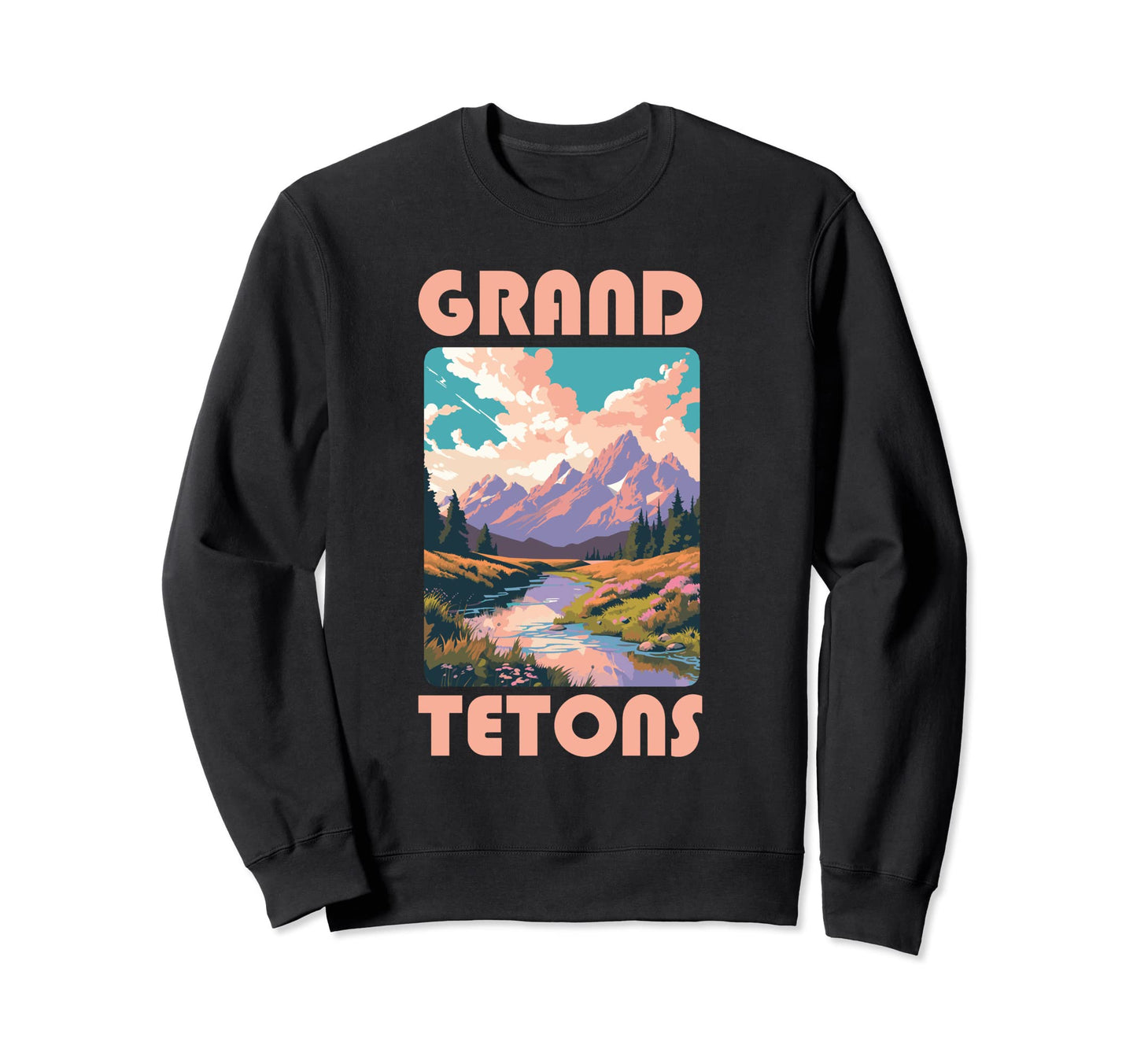 70S Pastel Grand Tetons National Sweatshirt - Custom Art Print Men Women - T-Shirt, Sweatshirt, Hoodie