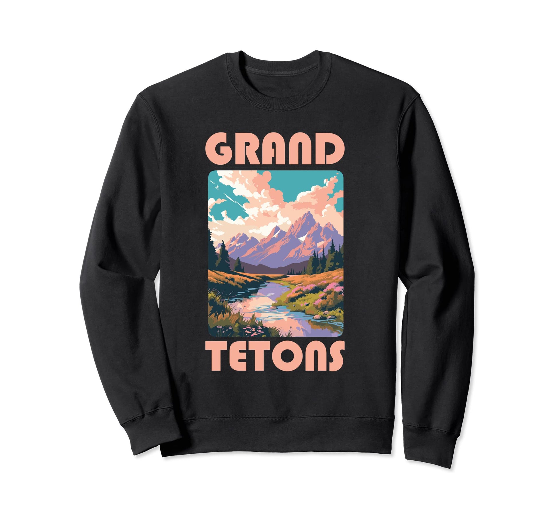 70S Pastel Grand Tetons National Sweatshirt - Custom Art Print Men Women - T-Shirt, Sweatshirt, Hoodie
