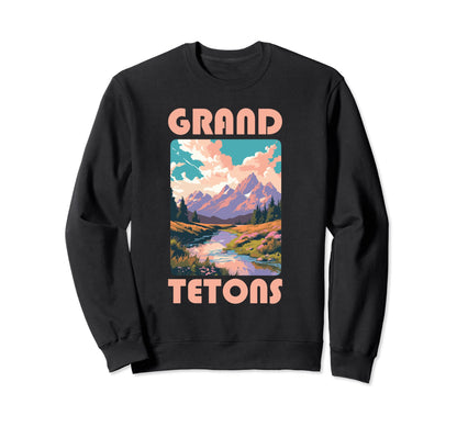 70S Pastel Grand Tetons National Sweatshirt - Custom Art Print Men Women - T-Shirt, Sweatshirt, Hoodie