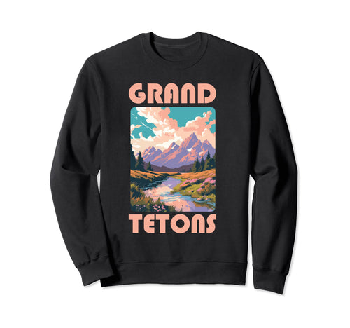70S Pastel Grand Tetons National Sweatshirt - Custom Art Print Men Women - T-Shirt, Sweatshirt, Hoodie