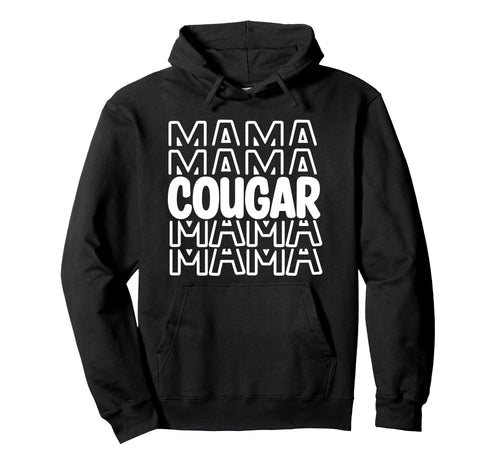 Cougar Mama School Mascot Spirit Parent Hoodie - Unique Graphic for Adults - T-Shirt, Sweatshirt, Hoodie