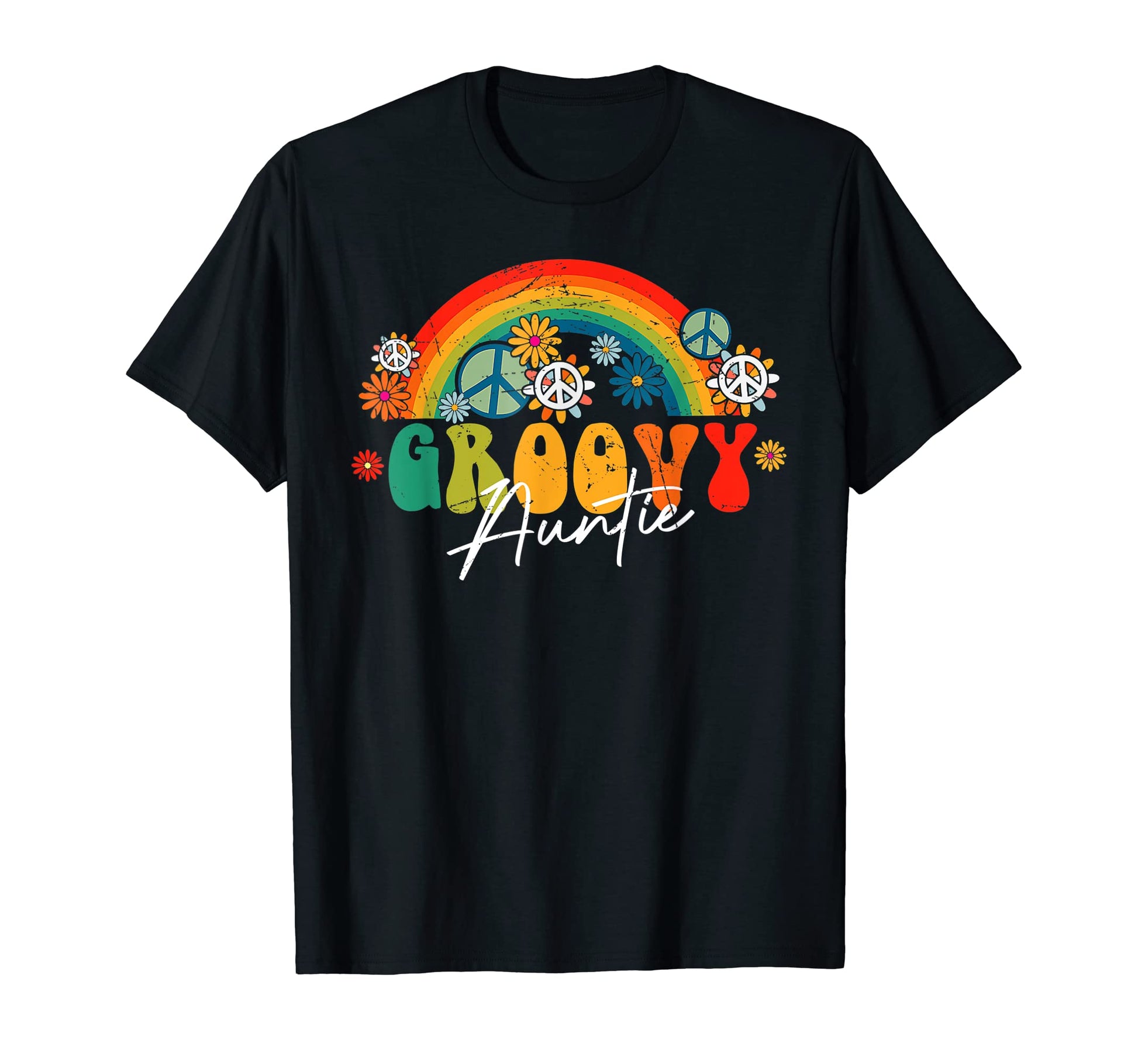Groovy Auntie Rainbow Colorful T-Shirt - Fun Novelty Design for Adults - T-Shirt, Sweatshirt, Hoodie