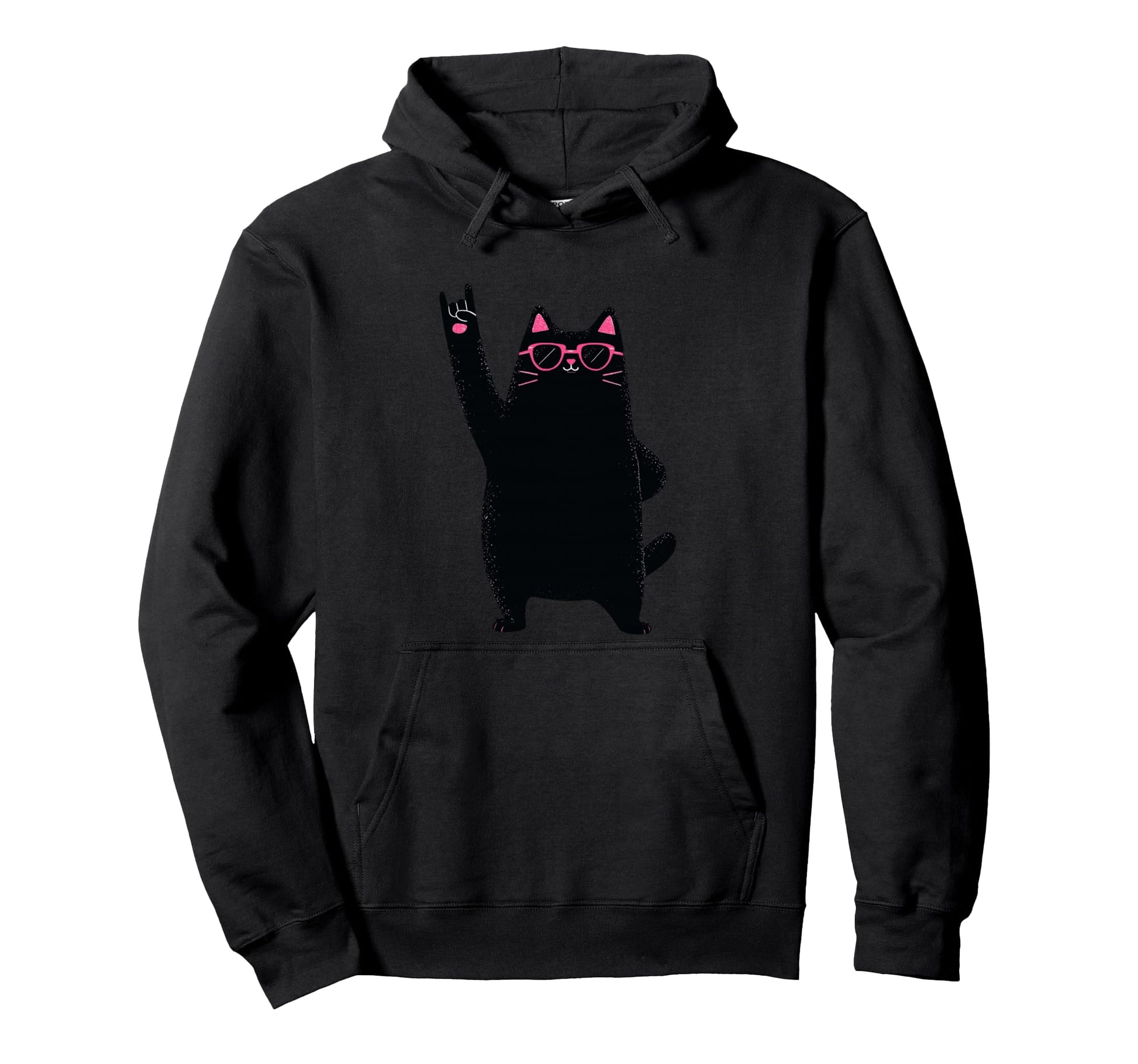 Cat Black Cat Rock And Roll Funny Animal Hoodie - Unique Graphic Unisex - T-Shirt, Sweatshirt, Hoodie
