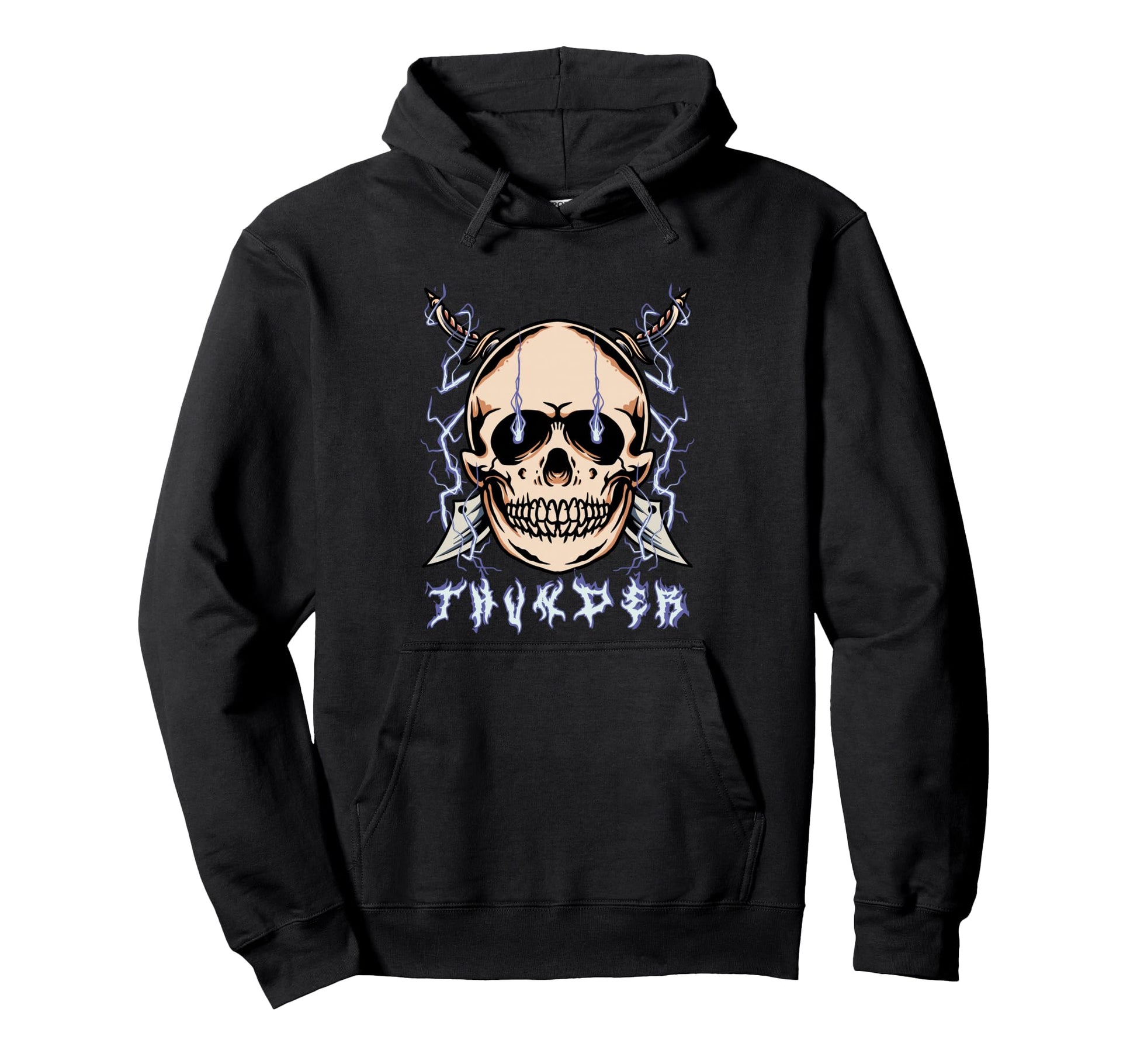 Lightning Skull Thunder Aesthetic Hoodie - Aesthetic Graphic for Adults - T-Shirt, Sweatshirt, Hoodie