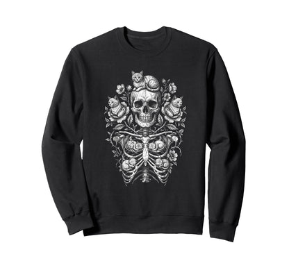 Skull Cat Skeleton Kitty Kitten Sweatshirt - Streetwear Style Unisex - T-Shirt, Sweatshirt, Hoodie