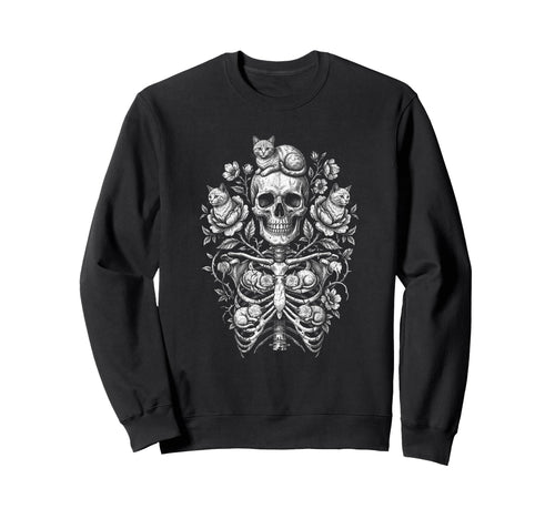 Skull Cat Skeleton Kitty Kitten Sweatshirt - Streetwear Style Unisex - T-Shirt, Sweatshirt, Hoodie