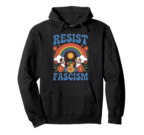 Dogs Resist Fascism Groovy Hoodie - Casual Everyday Wear for Adults - T-Shirt, Sweatshirt, Hoodie