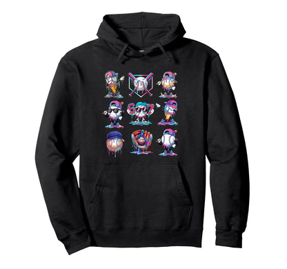 Baseball Drip Ice Cream Drip Hoodie - Fun Novelty Design for Adults - T-Shirt, Sweatshirt, Hoodie