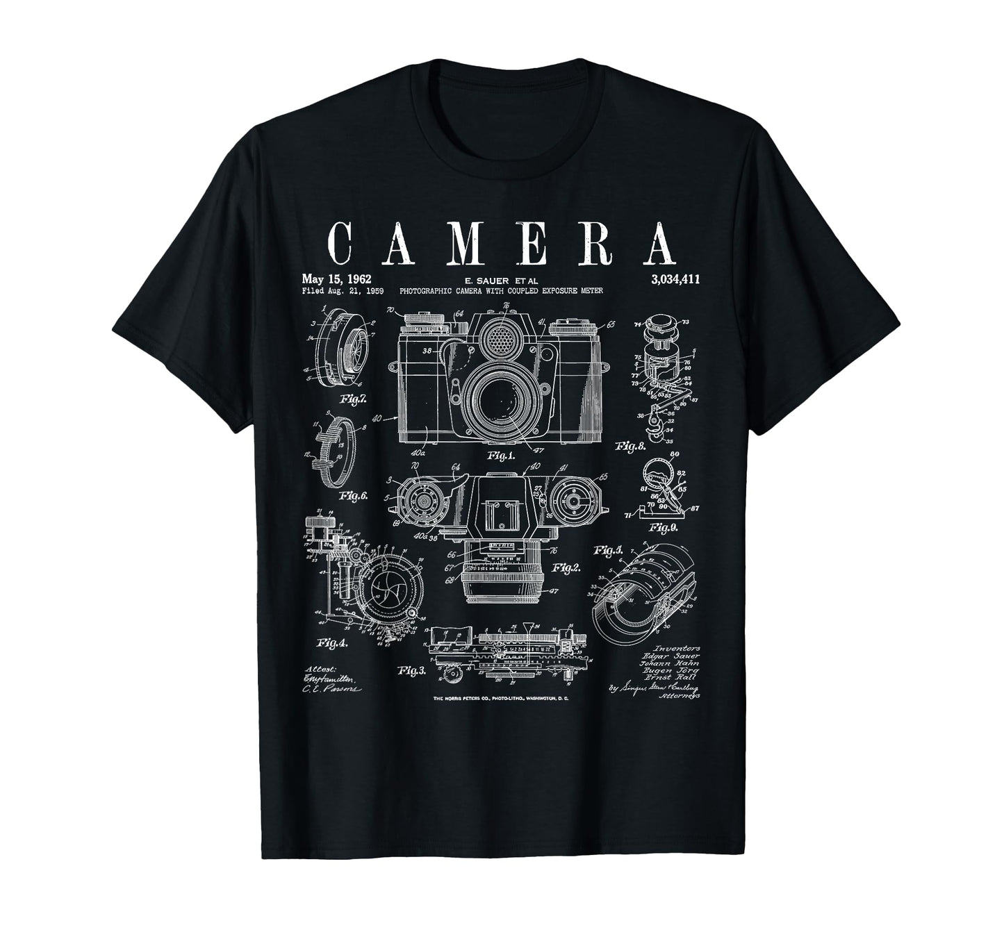 Photography Camera Patent Drawing T-Shirt - Streetwear Style Men Women - T-Shirt, Sweatshirt, Hoodie