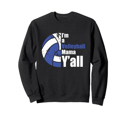 Blue White Volleyball Mom Funny Sweatshirt - Custom Art Print for Adults - T-Shirt, Sweatshirt, Hoodie