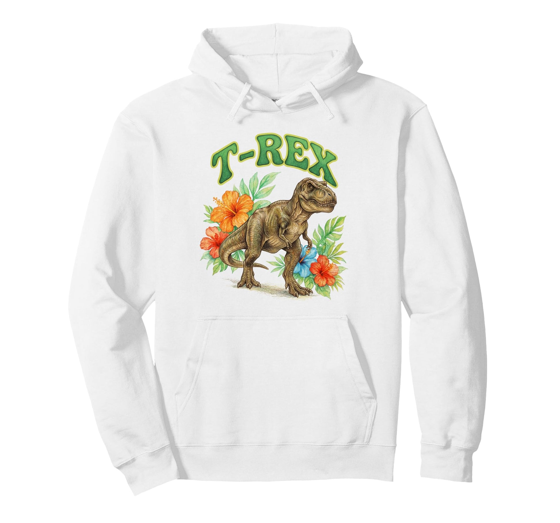 T Rex Groovy Floral Tyrannosaurus Rex Hoodie - Minimalist Print for Adults - T-Shirt, Sweatshirt, Hoodie