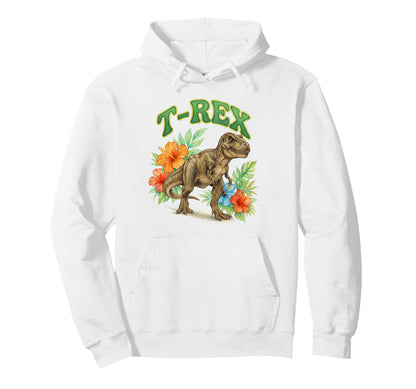 T Rex Groovy Floral Tyrannosaurus Rex Hoodie - Minimalist Print for Adults - T-Shirt, Sweatshirt, Hoodie