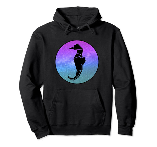 Seahorse Origami Galaxy Vaporwave Hoodie - Fun Novelty Design for Adults - T-Shirt, Sweatshirt, Hoodie