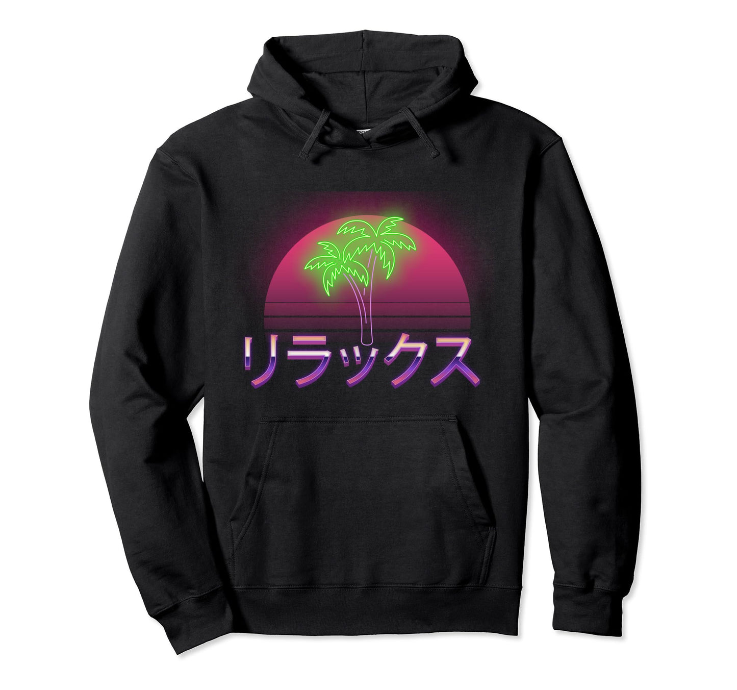 Relax Japanese Text Vaporwave 80S 90S Hoodie - Graphic Print Men Women - T-Shirt, Sweatshirt, Hoodie