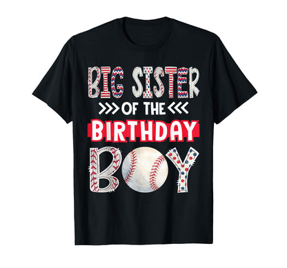 Big Sister Birthday Baseball Family T-Shirt - Graphic Print for Adults - T-Shirt, Sweatshirt, Hoodie