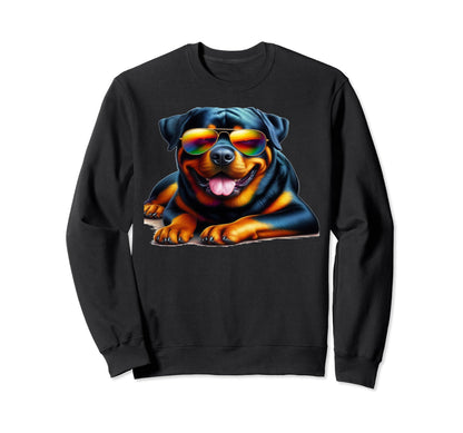 Rottweiler Rainbow Sunglasses Sweatshirt - Novelty Apparel Men Women - T-Shirt, Sweatshirt, Hoodie