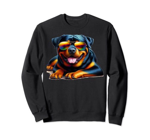 Rottweiler Rainbow Sunglasses Sweatshirt - Novelty Apparel Men Women - T-Shirt, Sweatshirt, Hoodie