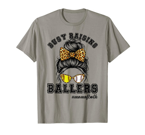 Messy Bun Mom Busy Raising Ballers T-Shirt - Unique Graphic Unisex - T-Shirt, Sweatshirt, Hoodie
