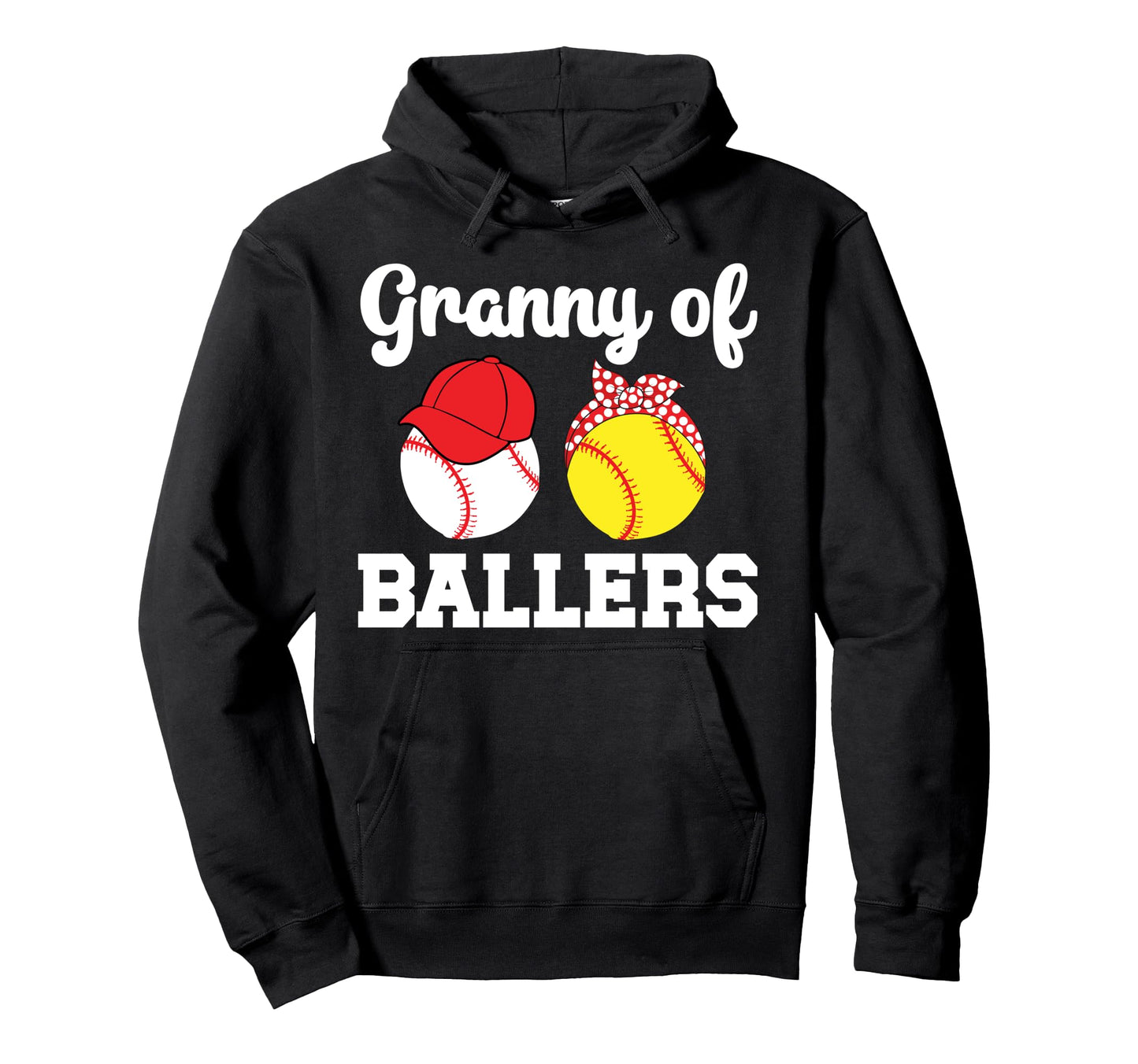 Granny Ballers Baseball Softball Granny Hoodie - Unique Graphic Men Women - T-Shirt, Sweatshirt, Hoodie