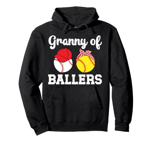 Granny Ballers Baseball Softball Granny Hoodie - Unique Graphic Men Women - T-Shirt, Sweatshirt, Hoodie
