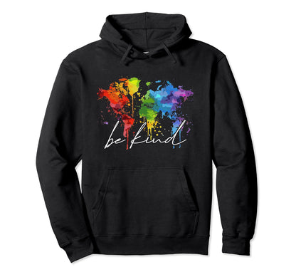 Colorful World Map Be Summer Kind Love Hoodie - Aesthetic Graphic Men Women - T-Shirt, Sweatshirt, Hoodie