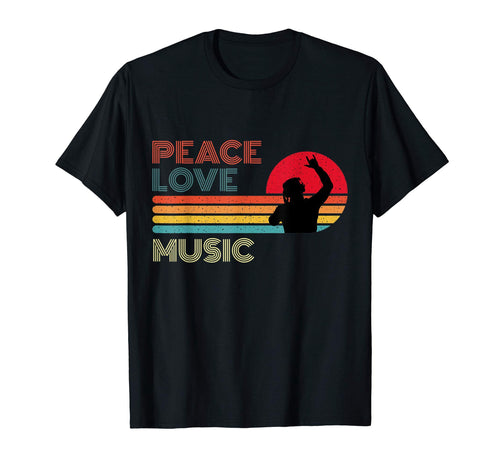 Peace Love Music Striped Sunset T-Shirt - Streetwear Style Unisex - T-Shirt, Sweatshirt, Hoodie