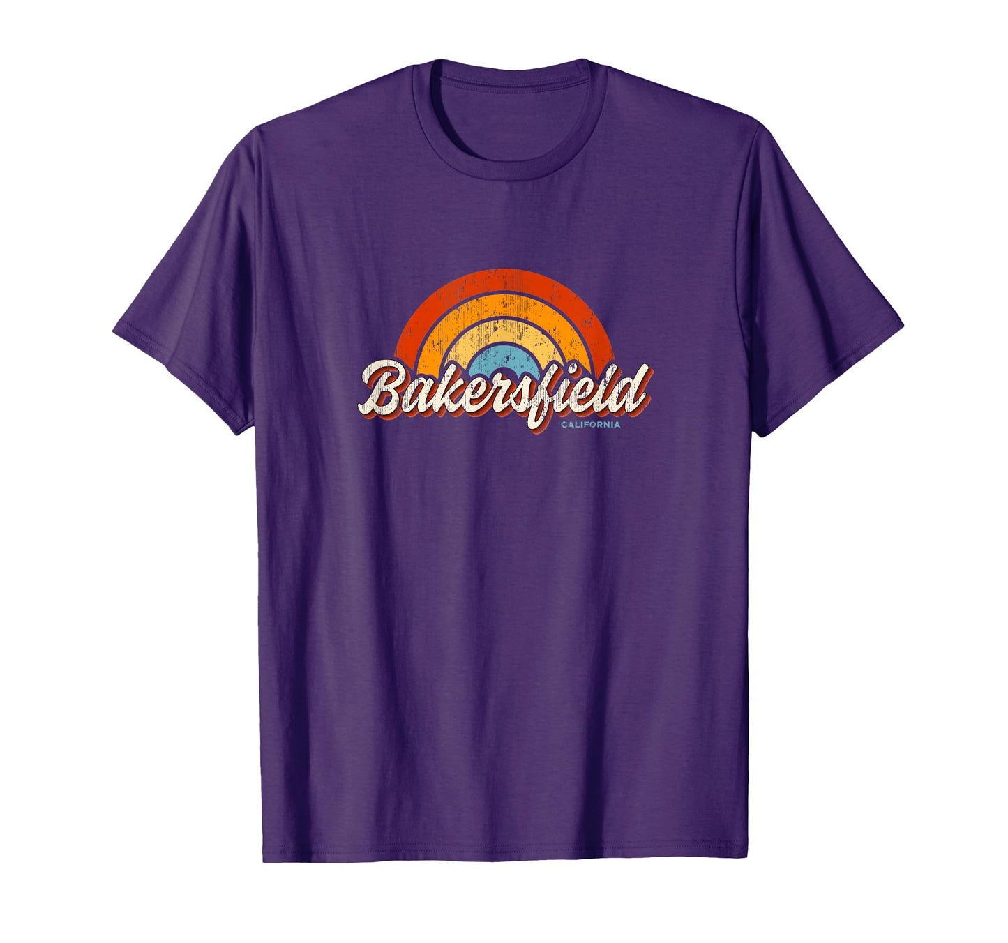 Bakersfield California Ca Rainbow 70S T-Shirt - Graphic Print Unisex - T-Shirt, Sweatshirt, Hoodie
