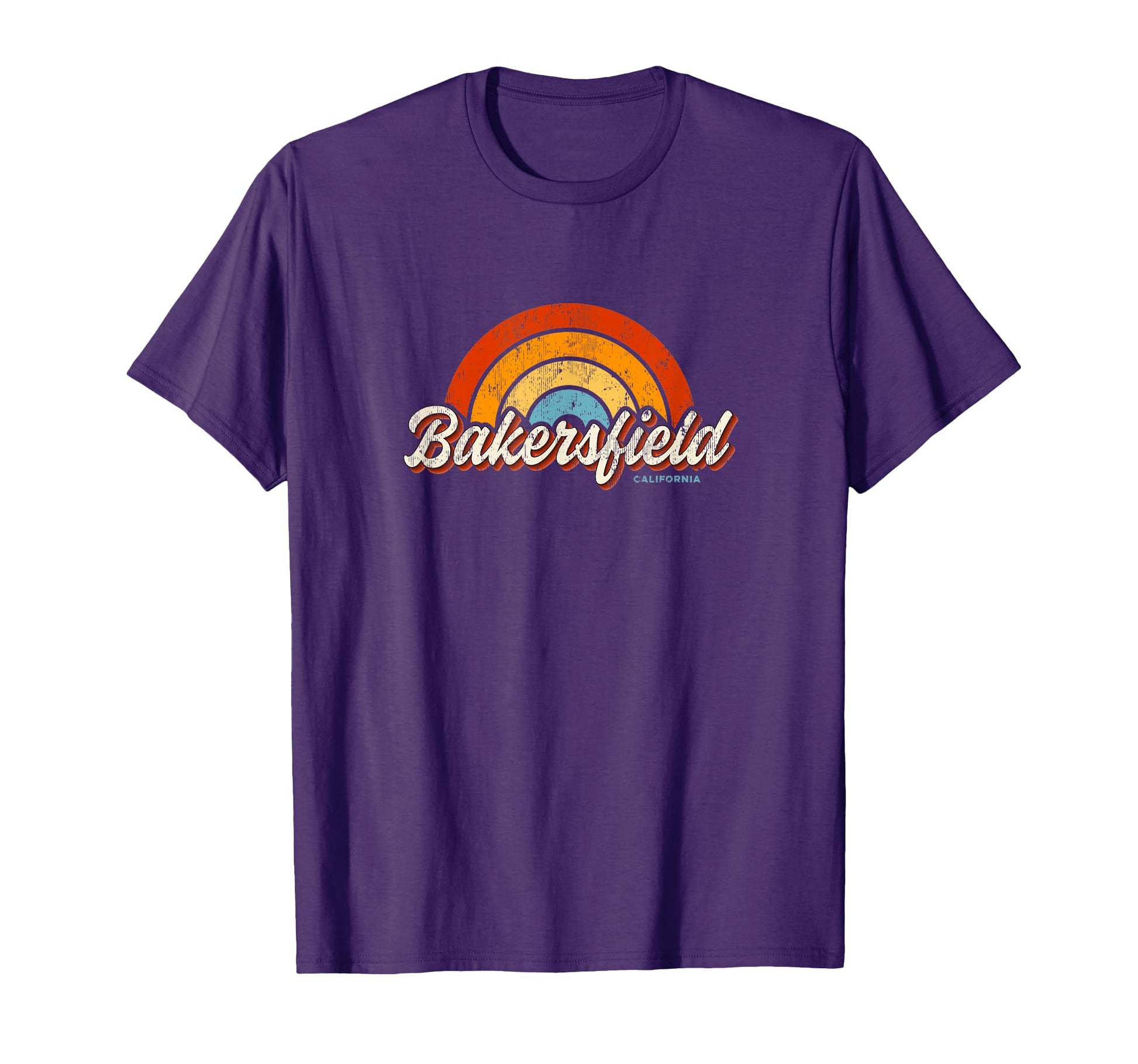 Bakersfield California Ca Rainbow 70S T-Shirt - Minimalist Print for Adults - T-Shirt, Sweatshirt, Hoodie