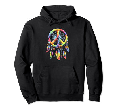 60S 70S Hippie Tie Dye Peace Sign Hoodie - Aesthetic Graphic for Adults - T-Shirt, Sweatshirt, Hoodie