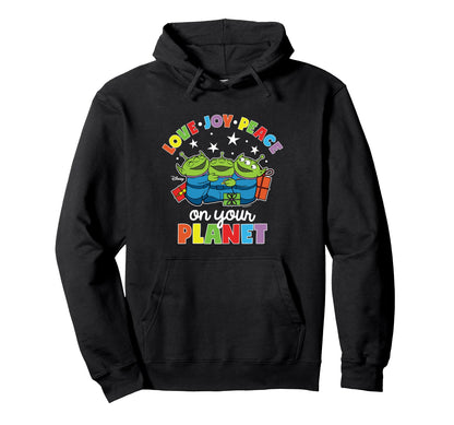 Toy Story Love Joy Peace Your Planet Hoodie - Minimalist Print for Adults - T-Shirt, Sweatshirt, Hoodie