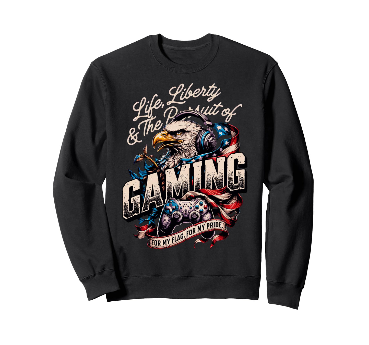 Funny Patriotic Usa Gamer Proud Sweatshirt - Fun Novelty Design Unisex - T-Shirt, Sweatshirt, Hoodie