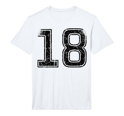 Sport Team Black Number 18 T-Shirt - Minimalist Print for Adults - T-Shirt, Sweatshirt, Hoodie