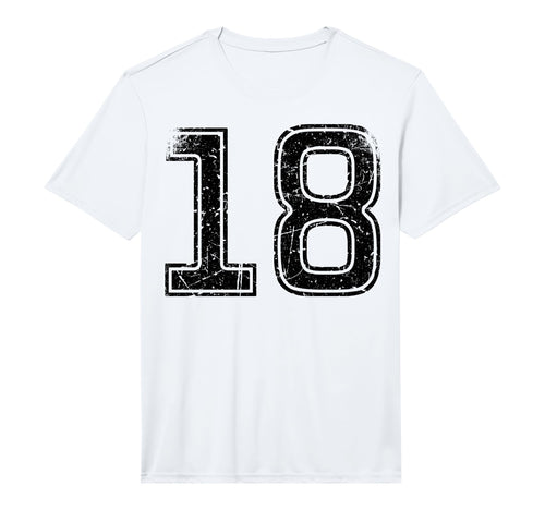 Sport Team Black Number 18 T-Shirt - Minimalist Print for Adults - T-Shirt, Sweatshirt, Hoodie