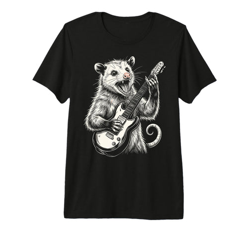Funny Opossum Playing Guitar Heavy T-Shirt - Fun Novelty Design for Adults - T-Shirt, Sweatshirt, Hoodie