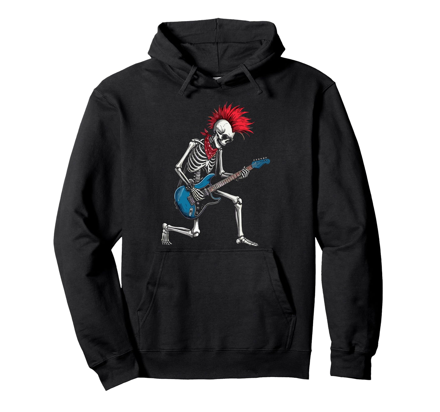 Funny Skeleton Playing Guitar Usa Hoodie - Novelty Apparel Unisex - T-Shirt, Sweatshirt, Hoodie