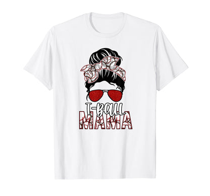 Tball Mama Messy Bun Tball Mom Sunglasses T-Shirt - Novelty Apparel Unisex - T-Shirt, Sweatshirt, Hoodie