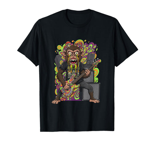 Trippy Bass Player Monkey Mushroom T-Shirt - Custom Art Print Men Women - T-Shirt, Sweatshirt, Hoodie