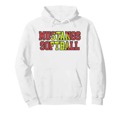 Mustangs Softball Mom Red Mustang Pride Hoodie - Trendy Graphic Men Women - T-Shirt, Sweatshirt, Hoodie