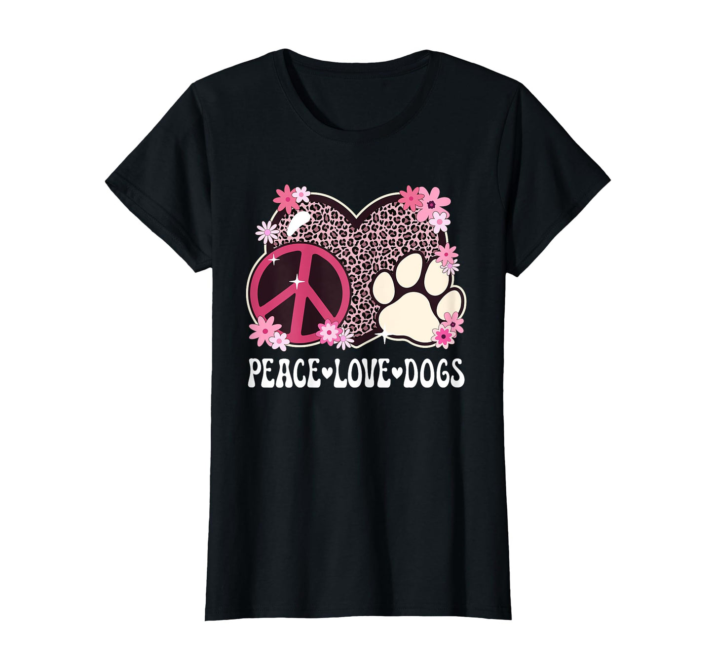 Peace Love Dogs Leopard Dog Owner T-Shirt - Aesthetic Graphic Men Women - T-Shirt, Sweatshirt, Hoodie