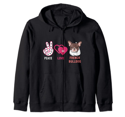 Peace Love French Bulldog Sign Dog T-Shirt - Streetwear Style Men Women - T-Shirt, Sweatshirt, Hoodie