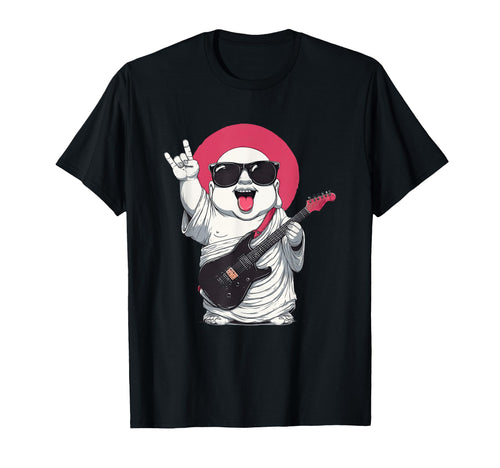 Funny Buddha Rock Music Guitar Player T-Shirt - Custom Art Print for Adults - T-Shirt, Sweatshirt, Hoodie