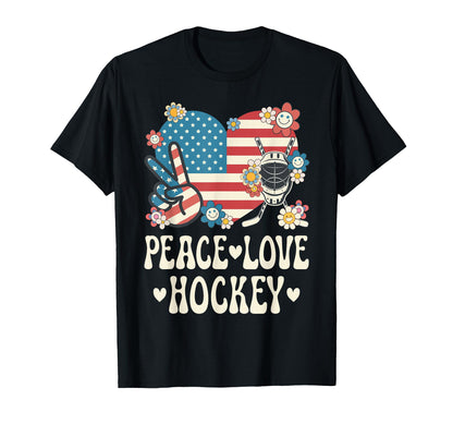 Peace Love Hockey Lover American T-Shirt - Fun Novelty Design Men Women - T-Shirt, Sweatshirt, Hoodie