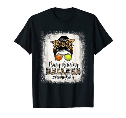 Busy Raising Ballers Mom Both T-Shirt - Custom Art Print for Adults - T-Shirt, Sweatshirt, Hoodie