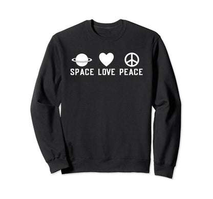 Space Love Peace Heart Planet Gift Funny Hoodie - Unique Graphic for Adults - T-Shirt, Sweatshirt, Hoodie