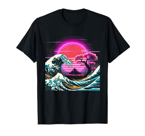 Greatwave Glitch Aesthetic Vaporwave T-Shirt - Streetwear Style for Adults - T-Shirt, Sweatshirt, Hoodie