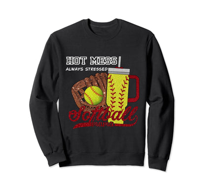 Softball Mom Game Day Vibes Mothers Sweatshirt - Novelty Apparel Unisex - T-Shirt, Sweatshirt, Hoodie