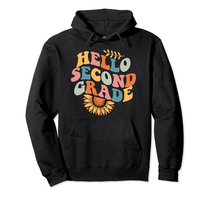 Hello Second Grade Teacher Team Hoodie - Fun Novelty Design for Adults - T-Shirt, Sweatshirt, Hoodie