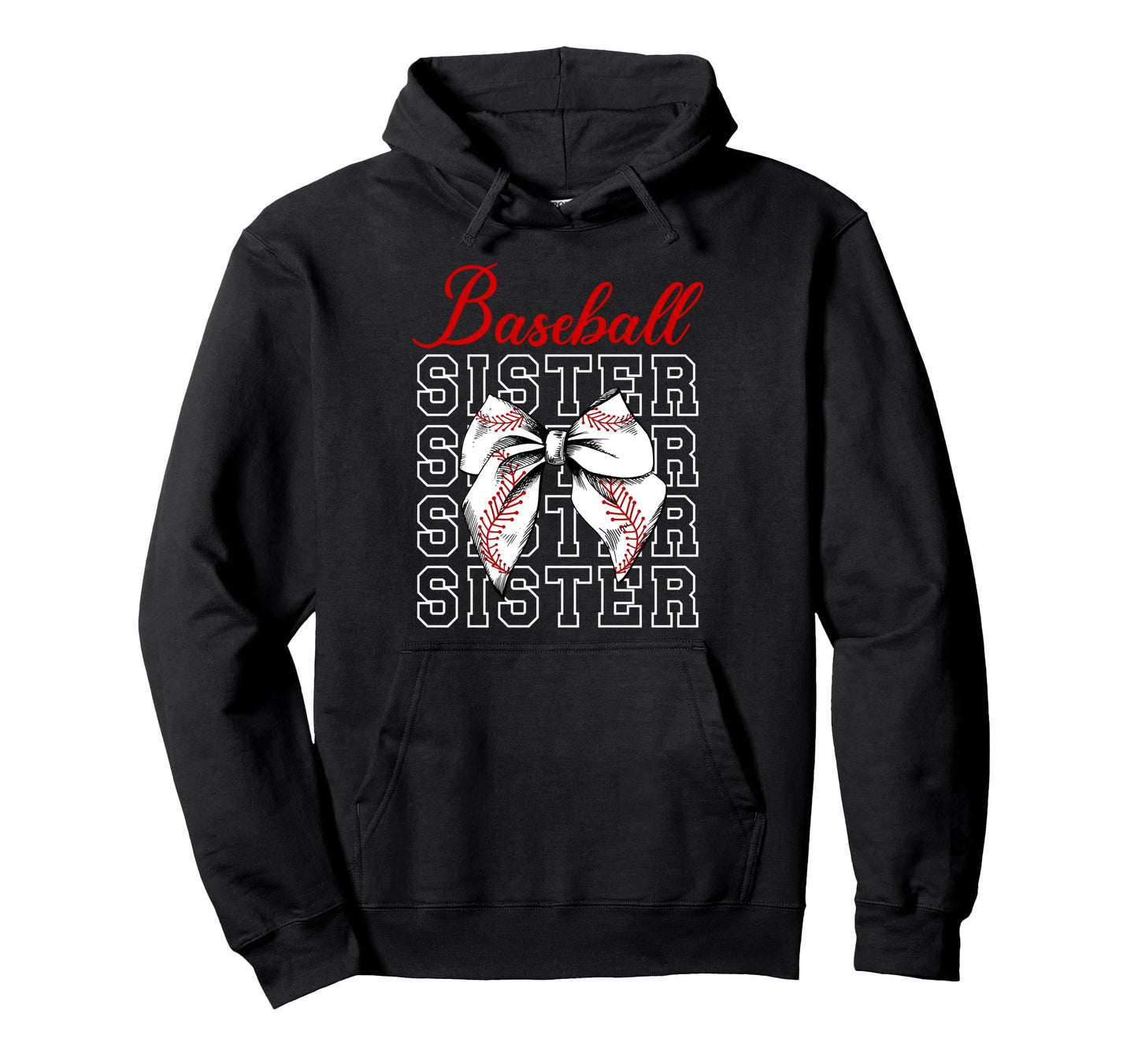 Baseball Sister Baseball Player Coquette Hoodie - Trendy Graphic Men Women - T-Shirt, Sweatshirt, Hoodie