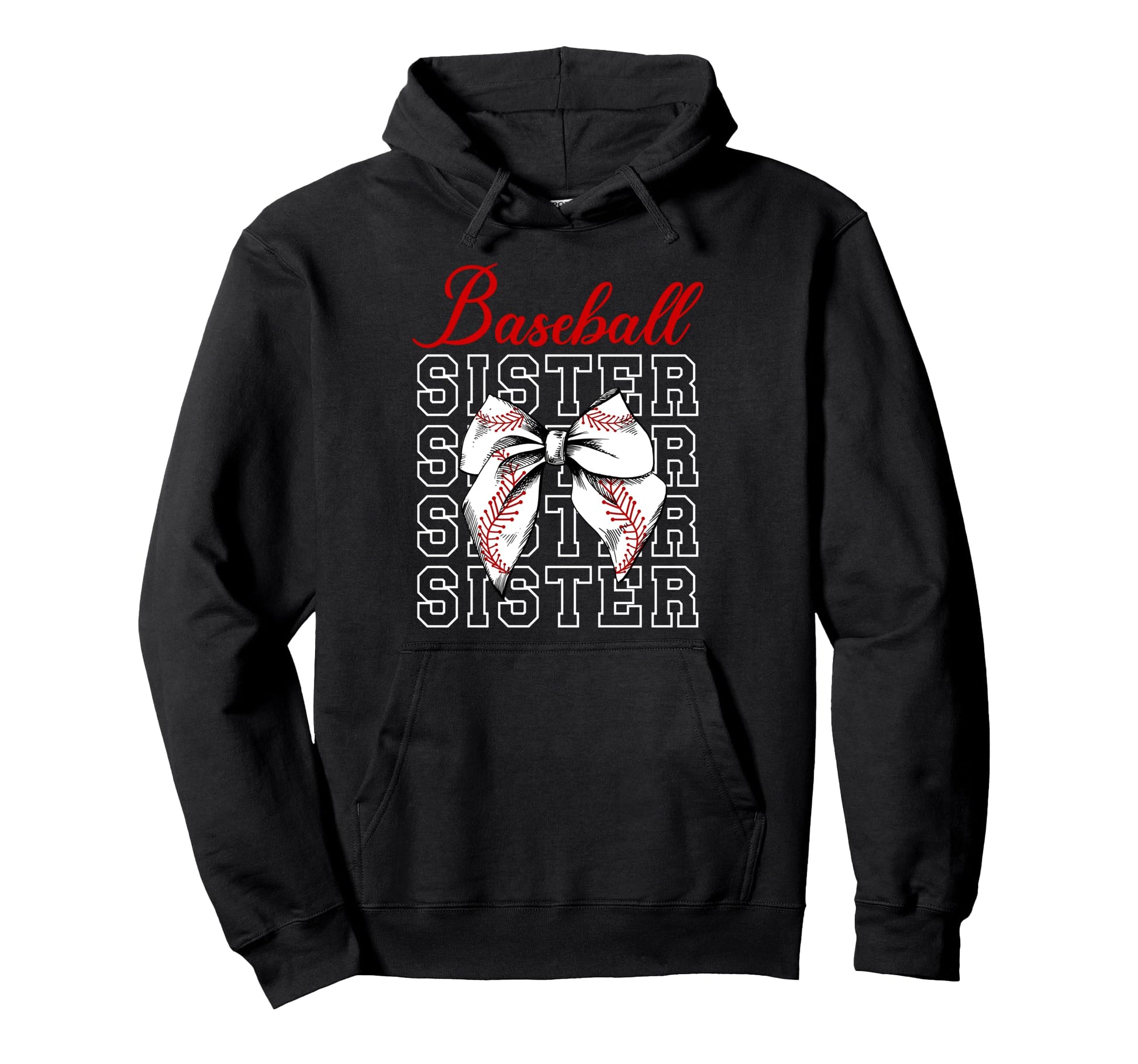 Baseball Sister Baseball Player Coquette Hoodie - Trendy Graphic Men Women - T-Shirt, Sweatshirt, Hoodie